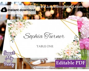 Geometric Escort Cards template, Floral Place Cards template, (128)